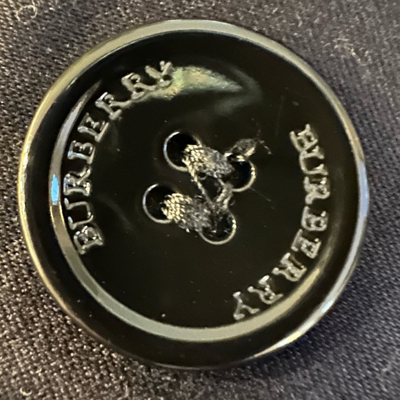 Burberry Navy Double-Breasted Coat with Black Patent Trim - Size 6 - Picture 8 of 12